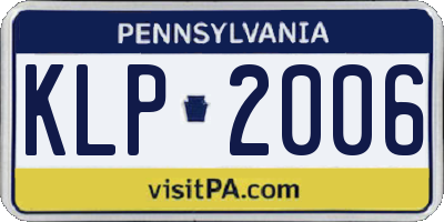 PA license plate KLP2006