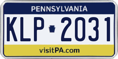 PA license plate KLP2031