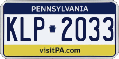 PA license plate KLP2033
