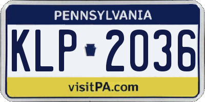PA license plate KLP2036