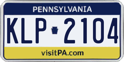 PA license plate KLP2104