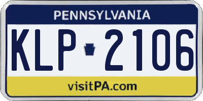 PA license plate KLP2106