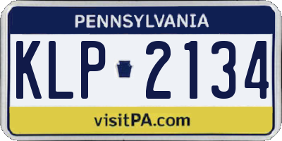 PA license plate KLP2134
