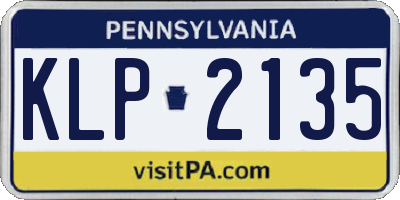 PA license plate KLP2135