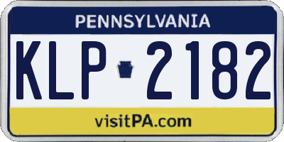 PA license plate KLP2182