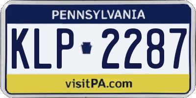 PA license plate KLP2287
