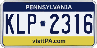 PA license plate KLP2316