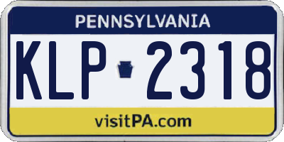 PA license plate KLP2318