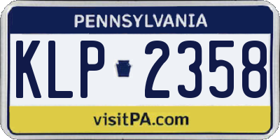 PA license plate KLP2358