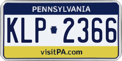 PA license plate KLP2366