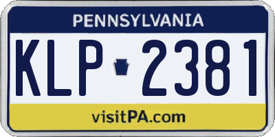 PA license plate KLP2381