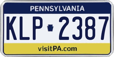 PA license plate KLP2387