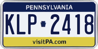 PA license plate KLP2418