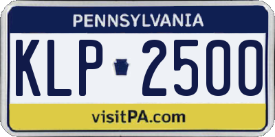 PA license plate KLP2500