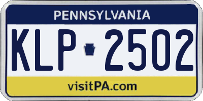 PA license plate KLP2502