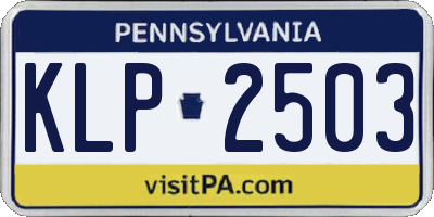 PA license plate KLP2503