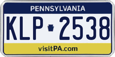 PA license plate KLP2538