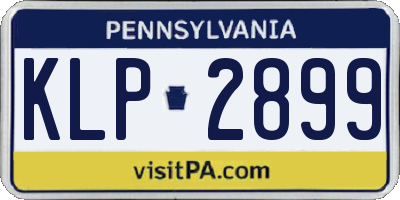 PA license plate KLP2899