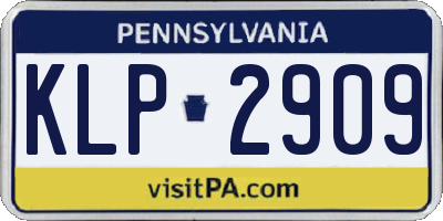 PA license plate KLP2909