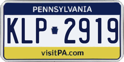 PA license plate KLP2919