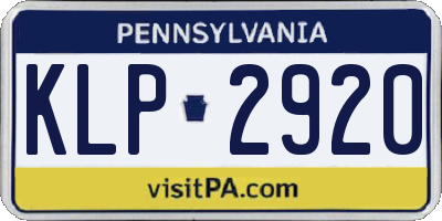 PA license plate KLP2920