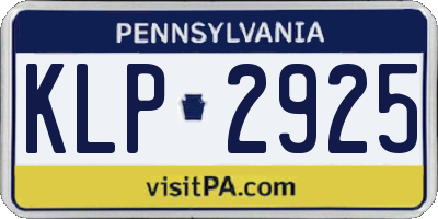 PA license plate KLP2925