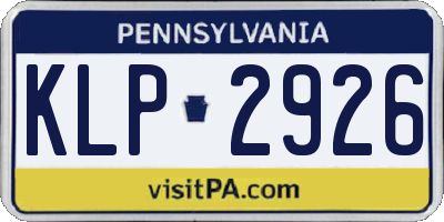 PA license plate KLP2926