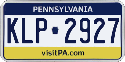 PA license plate KLP2927