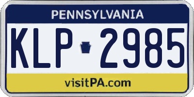 PA license plate KLP2985