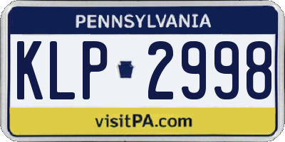 PA license plate KLP2998