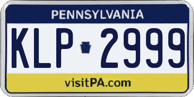 PA license plate KLP2999