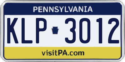 PA license plate KLP3012
