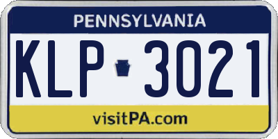 PA license plate KLP3021