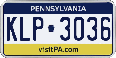 PA license plate KLP3036