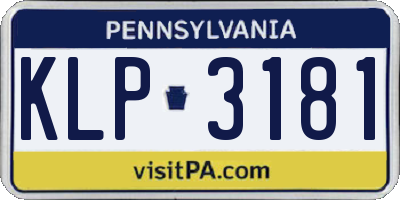 PA license plate KLP3181