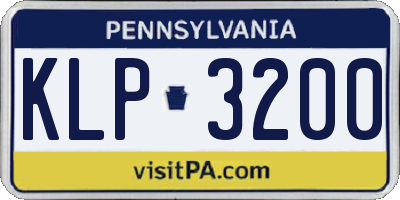 PA license plate KLP3200