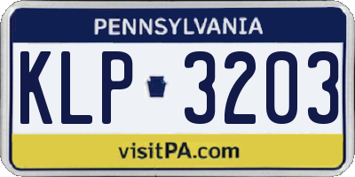PA license plate KLP3203