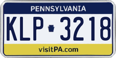 PA license plate KLP3218