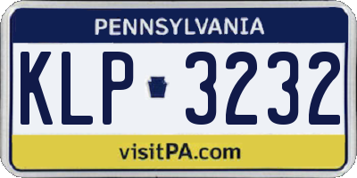 PA license plate KLP3232