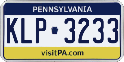 PA license plate KLP3233