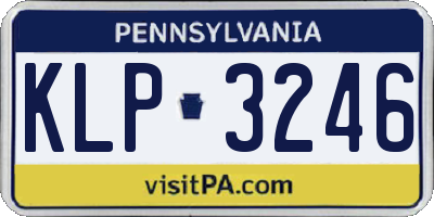 PA license plate KLP3246