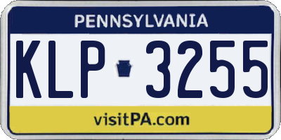 PA license plate KLP3255
