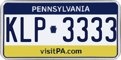 PA license plate KLP3333