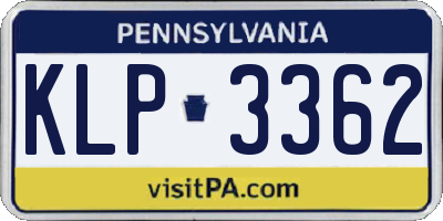 PA license plate KLP3362