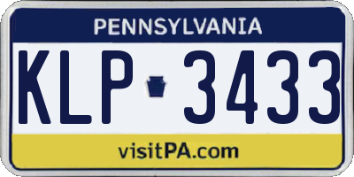 PA license plate KLP3433