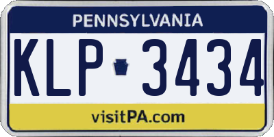 PA license plate KLP3434