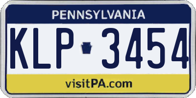 PA license plate KLP3454