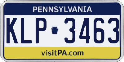 PA license plate KLP3463