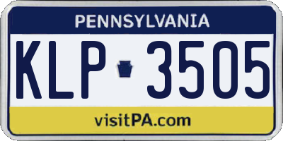 PA license plate KLP3505