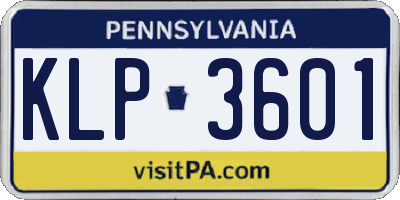 PA license plate KLP3601